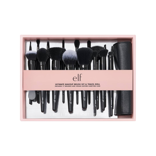 ELF Ultimate Makeup Brush Set & Travel Roller – Kit de Brochas